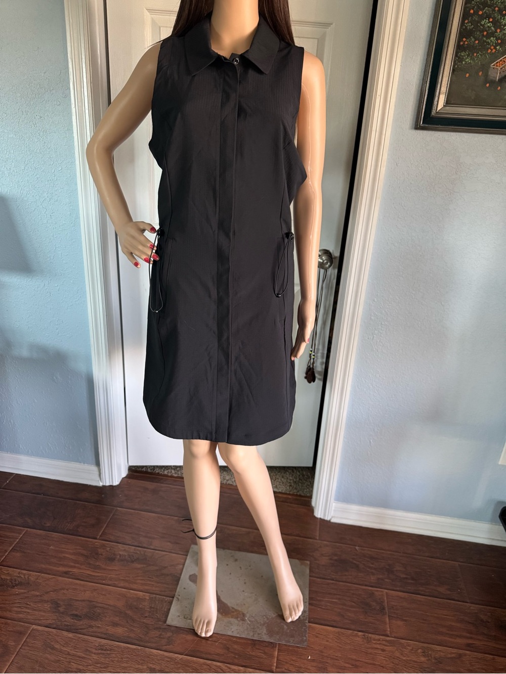 Avalanche Sleeveless Black Shirt Dress with adjustable waist - Picture 2 of 7